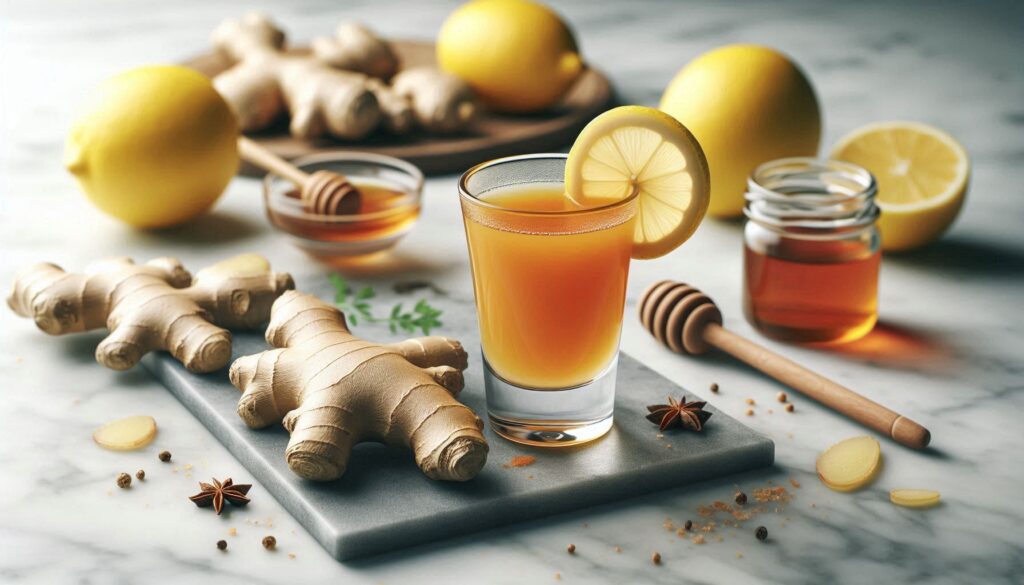Shot de Gengibre com Limão e Mel