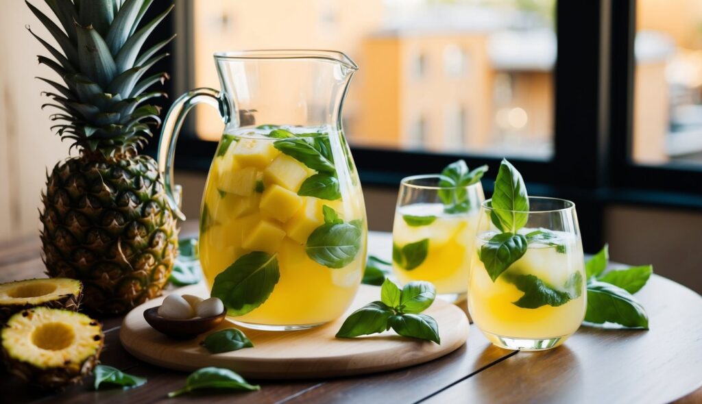 Água Detox de Abacaxi e Manjericão