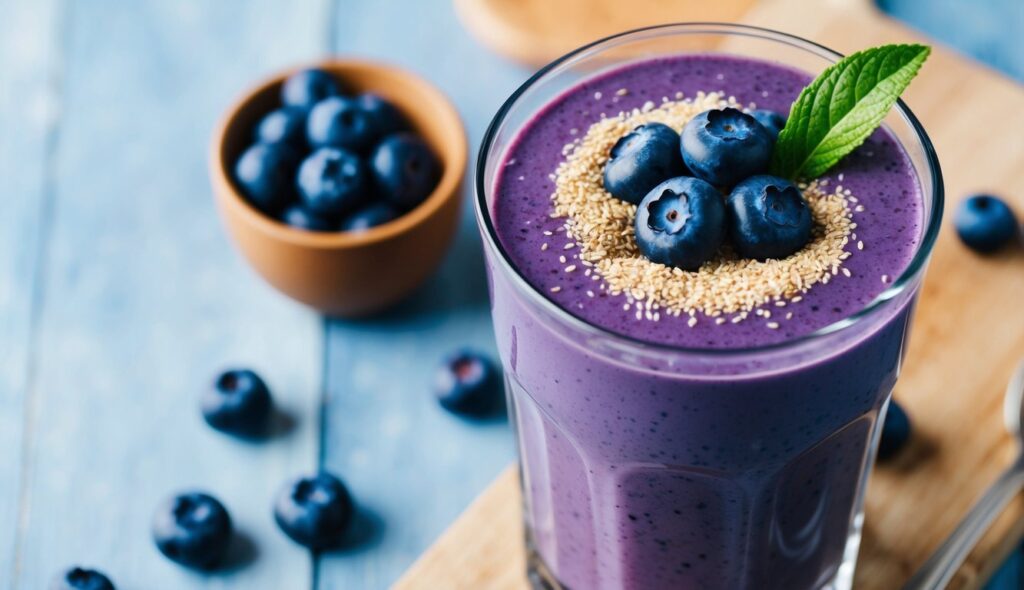 Smoothie de Mirtilo com Linhaça