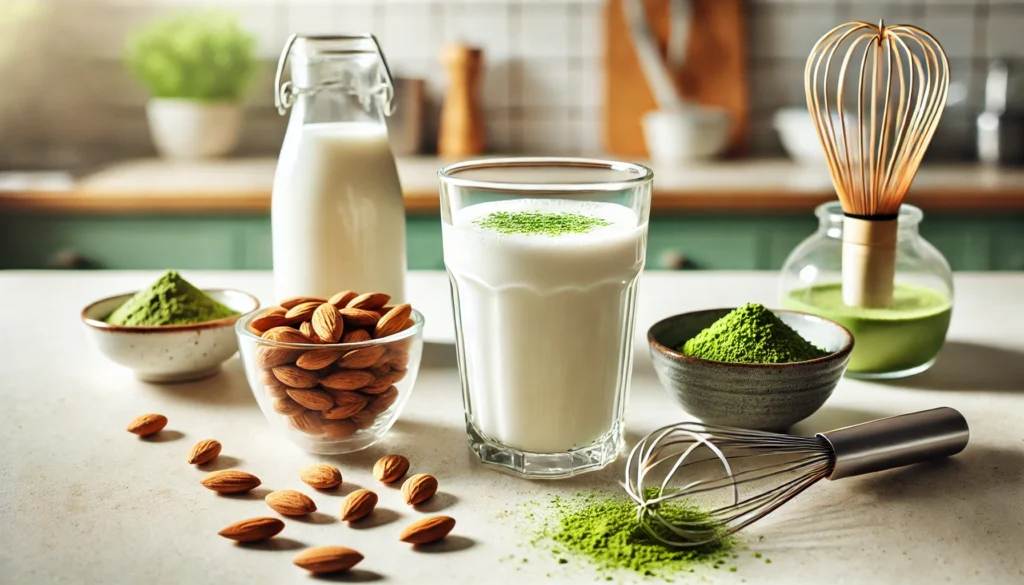 Leite de Amêndoas com Matcha
