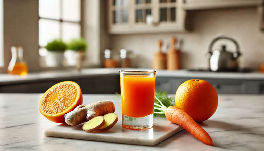 Shot de Gengibre, Cenoura e Laranja